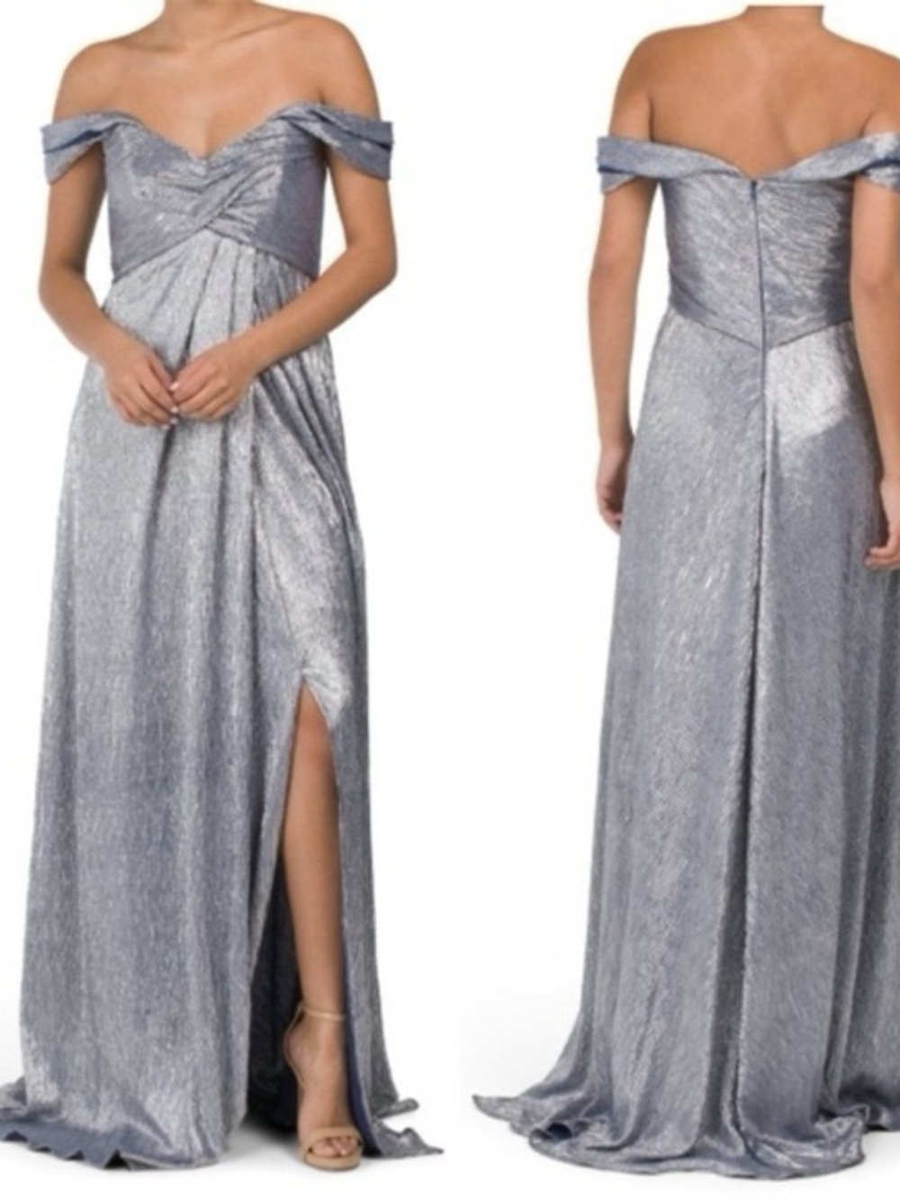 NWT Rene Ruiz Off the Shoulder Teal Goddess gown